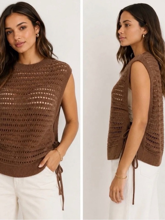 Max Studio Tops - Max Studio Brown Knit Sleeveless Sweater Vest- SIZE MEDIUM